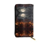 Wzywhj Portefeuille long en cuir pour femme avec plusieurs compartiments et fermeture éclair Motif All Hallows' Eve Picture, Noir , Taille unique
