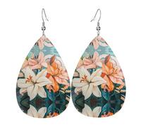 WZYWHJ Pure Lily Picture Boucles d'oreilles pendantes en forme de goutte d'eau en cuir