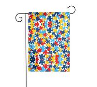 Wzywhj Puzzle de sensibilisation à l'autisme - Motif cœur - Drapeau de jardin d'été double face - Décoration de cour - 30,5 x 45,7 cm
