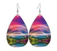 WZYWHJ Rainbow Bridge Picture Boucles d'oreilles en cuir pour femme Pendentif goutte d'eau simple Cadeau de vacances tendance
