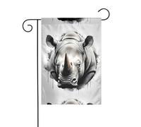 Wzywhj Rhino Drapeau de jardin double face Motif éclaboussures d'encre 30,5 x 45,7 cm