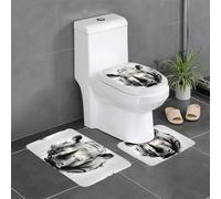 WZYWHJ Rhino Lot de 4 tapis de salle de bain antidérapants et durables faciles à nettoyer pour salle de bain et toilettes Motif éclaboussures d'encre