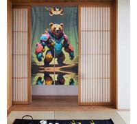 WZYWHJ Rideaux de qualité avec imprimés d'ours prédateurs pixels, séparateurs de pièce polyvalents pour la maison, le bureau, la cuisine, rideaux élégants et fonctionnels, 86,4 x 142,2 cm