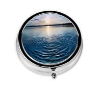 WZYWHJ Ripples Printing Boîte à médicaments circulaire de voyage, portable avec compartiments, mini distributeur de pilules