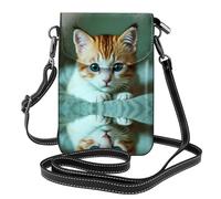 WZYWHJ Sac à bandoulière à rabat en cuir avec motif de chaton triste - Cadeau polyvalent pour femme pour la marche, le camping, le shopping et les voyages