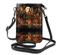 WZYWHJ Sac à bandoulière à rabat en cuir avec motif villes et villages - Cadeau polyvalent pour femme, marche, camping, shopping et voyage