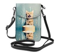 WZYWHJ Sac à bandoulière à rabat en cuir imprimé chat Cake Battle - Cadeau polyvalent pour femme pour la marche, le camping, le shopping et les voyages