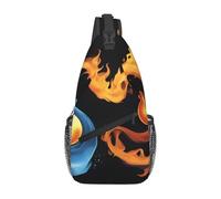 WZYWHJ Sac à bandoulière décontracté imprimé symbole du feu et de l'eau pour homme avec grande capacité de stockage et bandoulière réglable