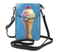 WZYWHJ Sac à bandoulière en cuir à rabat pour téléphone portable Motif crème glacée - Cadeau polyvalent pour la marche, le camping, le shopping et les voyages