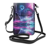 WZYWHJ Sac à bandoulière en cuir à rabat pour téléphone portable Motif espace science-fiction - Cadeau polyvalent pour la marche, le camping, le shopping et les voyages