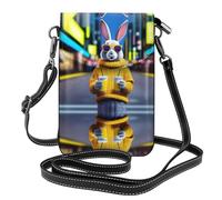 WZYWHJ Sac à bandoulière en cuir à rabat pour téléphone portable Motif lapin avec image de boisson - Cadeau polyvalent pour la marche, le camping, le shopping et les voyages
