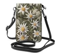 WZYWHJ Sac à bandoulière en cuir avec impression nordique Edelweiss pour femme avec bandoulière réglable