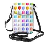 WZYWHJ Sac à bandoulière en cuir avec imprimé cubes colorés pour femme avec bandoulière réglable