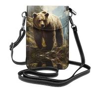 WZYWHJ Sac à bandoulière en cuir avec imprimé ours dans la forêt pour femme avec bandoulière réglable