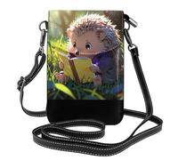 WZYWHJ Sac à bandoulière en cuir avec motif de lecture de petit hérisson pour femme avec bandoulière réglable