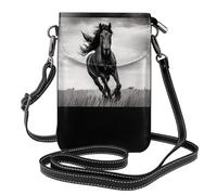 WZYWHJ Sac à bandoulière en cuir pour femme avec bandoulière réglable Motif étalon Noir