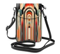 WZYWHJ Sac à bandoulière en cuir pour femme avec impression art déco polices avec bandoulière réglable