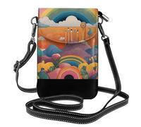 WZYWHJ Sac à bandoulière en cuir pour femme avec motif arc-en-ciel étrange et bandoulière réglable