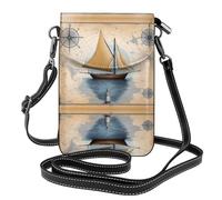 WZYWHJ Sac à bandoulière en cuir pour femme avec motif carte de voilier, bandoulière réglable