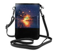 WZYWHJ Sac à bandoulière en cuir pour femme avec motif Pixel Particle Storm avec bandoulière réglable