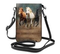 WZYWHJ Sac à bandoulière en cuir pour femme Motif trois chevaux au galop avec bandoulière réglable