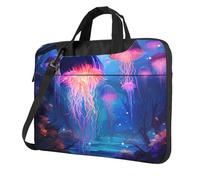 WZYWHJ Sac à bandoulière ultra fin pour ordinateur portable Motif méduses bleues, Noir , 13 inch