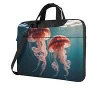 WZYWHJ Sac à bandoulière ultra fin pour ordinateur portable Motif méduses de natation Accessoires informatiques Doux antichoc pour ordinateurs portables, Noir , 15.6 inch