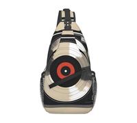 WZYWHJ Sac à bandoulière vintage imprimé disque vinyle décontracté pour homme avec grande capacité de stockage et bandoulière réglable, noir, taille unique, Noir , Taille unique