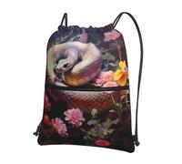 WZYWHJ Sac à dos avec cordon de serrage imprimé Little Snake In The Flowerbed pour randonnée, camping, yoga - Pratique à transporter au quotidien