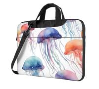 WZYWHJ Sac pour ordinateur portable 13" avec imprimé méduses 3D à l'aquarelle - avec intérieur doux, plusieurs poches - Idéal pour les hommes, les voyages et les affaires, noir,