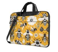 WZYWHJ Sac pour ordinateur portable 14" avec intérieur doux, plusieurs poches, idéal pour les hommes, les voyages et les affaires, noir, motif abeilles
