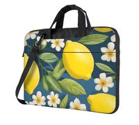 WZYWHJ Sac pour ordinateur portable 14" avec intérieur doux, plusieurs poches, idéal pour les hommes, les voyages et les affaires, noir, imprimé citron et fleur