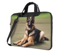 WZYWHJ Sac pour ordinateur portable 14" avec intérieur doux, plusieurs poches, idéal pour les hommes, les voyages et les affaires, noir, motif berger allemand