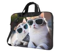 WZYWHJ Sac pour ordinateur portable avec imprimé de chats mignons - avec intérieur doux, plusieurs poches - idéal pour les hommes, les voyages et les affaires, noir, 14 inch