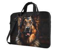 WZYWHJ Sac pour ordinateur portable imprimé berger allemand - avec intérieur doux, plusieurs poches, idéal pour les hommes, les voyages et les affaires, Noir/blanc, 14 inch