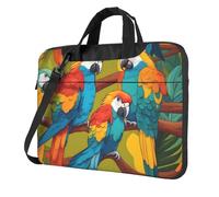 WZYWHJ Sac pour ordinateur portable imprimé perroquets deux couleurs - avec intérieur doux, plusieurs poches - Idéal pour les hommes, les voyages et les affaires, Noir/blanc, 14 inch