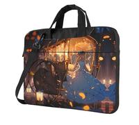 WZYWHJ Sac pour ordinateur portable motif Cendrillon avec intérieur doux, plusieurs poches, idéal pour les hommes, les voyages et les affaires, Noir/blanc, 14 inch