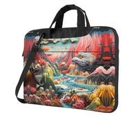 WZYWHJ Sacoche pour ordinateur portable 14" Motif montagnes et mers - Avec intérieur doux - Plusieurs poches - Idéal pour les hommes, les voyages et les affaires