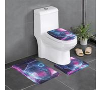 WZYWHJ Sci-fi Lot de 4 tapis de salle de bain antidérapants et durables, faciles à nettoyer, adaptés pour salle de bain et toilettes