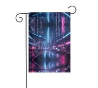 Wzywhj Sci-Fi Street Prints Drapeau de jardin d'été double face Décoration cour 30,5 x 45,7 cm