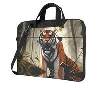 WZYWHJ Serious Tiger Sac à bandoulière ultra fin pour ordinateur portable Accessoires informatiques Souple Résistant aux chocs pour ordinateurs portables, Noir , 15.6 inch