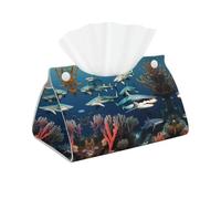 WZYWHJ Sharks Under The Sea Printing Paper Towels Boîte à mouchoirs rectangulaire avec sangle inférieure Sac de rangement décoratif moderne