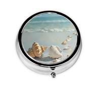 WZYWHJ Shells on The Beach Boîte à médicaments circulaire avec compartiments Motif coquillages