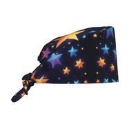 WZYWHJ Shining Stars in The Night Sky Chapeau de travail pour nettoyage d'images Convient pour homme et femme Sangle élastique réglable Noir