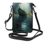 WZYWHJ Shipwreck at the bottom of the lake Picture Sac à bandoulière en cuir pour femme avec bandoulière réglable