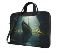 WZYWHJ Shipwreck at the bottom of the lake Printing Ultra-Thin Portable Single Shoulder Laptop Bag Computer Accessories Soft Shockproof for Laptops, Noir , 13 inch
