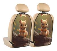 WZYWHJ Shy Little Squirrel Lot de 2 coussins de rangement anti-coups de pied pour siège de voiture multifonction après installation