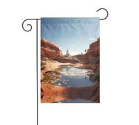 WZYWHJ Source d'eau dans le désert Drapeau de jardin imprimé Décoration 30,5 x 45,7 cm pour un environnement extérieur tendance