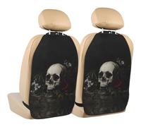 WZYWHJ Squeletons in the Dead Flowers Printed Car Seat Pad Anti-Kick Storage Pad 2 Pieces Multifonction Sac de Rangement Protecteur de Siège Après Installation