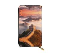 WZYWHJ Stylish the Great Wall Portefeuille en cuir imprimé - Longue pochette pour femme, matériau durable, 12 emplacements pour cartes, compartiments zippés, noir, taille unique, Noir , Taille unique